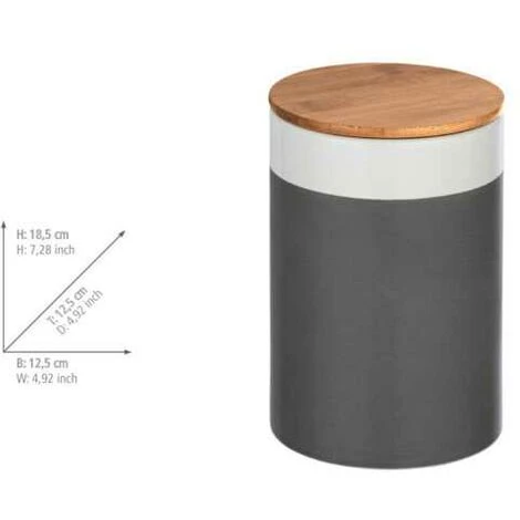 WENKO Boite De Rangement Céramique Hermétique Avec Couvercle Bambou, Malta, Capacité 1,45 L, Céramique - Bambou, Ø 12,5x18,5 Cm, Multicolore 7 WENKO Boite De Rangement Céramique Hermétique Avec Couvercle Bambou, Malta, Capacité 1,45 L, Céramique - Bambou, Ø 12,5x18,5 Cm, Multicolore – Image 5