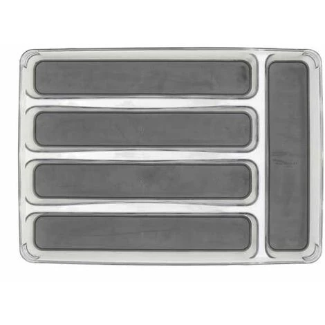 WENKO Range Couvert Tiroir, Rangement Couverts Tiroir Cuisine 5 Compartiments, Plastique, 23x32.5x4.5 Cm, Transparent - Gris 5 WENKO Range Couvert Tiroir, Rangement Couverts Tiroir Cuisine 5 Compartiments, Plastique, 23x32.5x4.5 Cm, Transparent - Gris – Image 3