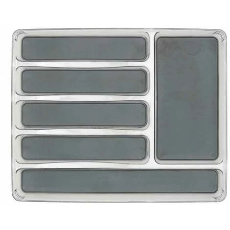 WENKO Range Couvert Tiroir, Rangement Couverts Tiroir Cuisine 6 Compartiments, Plastique, 32x4,5x40 Cm, Transparent - Gris 5 WENKO Range Couvert Tiroir, Rangement Couverts Tiroir Cuisine 6 Compartiments, Plastique, 32x4,5x40 Cm, Transparent - Gris – Image 3