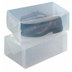 WENKO Boite De Rangement Chaussure, Boite Rangement Sous Lit Chaussures, Lot De 2 Boites, Plastique, 34x13x21 Cm, Transparent