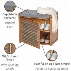 WENKO Banc D'entrée Et Meuble à Chaussures Bois Bahari, Rangement Chaussure Bois Avec 2 étagères Pour 4 Paires De Chaussures, Bambou - MDF - Polyester, 50x45x33 Cm, Gris - Marron 8 WENKO Banc D'entrée Et Meuble à Chaussures Bois Bahari, Rangement Chaussure Bois Avec 2 étagères Pour 4 Paires De Chaussures, Bambou - MDF - Polyester, 50x45x33 Cm, Gris - Marron -WENKO Soldes 15853026 2