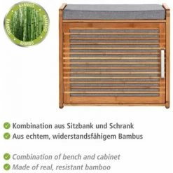 WENKO Banc D'entrée Et Meuble à Chaussures Bois Bahari, Rangement Chaussure Bois Avec 2 étagères Pour 4 Paires De Chaussures, Bambou - MDF - Polyester, 50x45x33 Cm, Gris - Marron 9 WENKO Banc D'entrée Et Meuble à Chaussures Bois Bahari, Rangement Chaussure Bois Avec 2 étagères Pour 4 Paires De Chaussures, Bambou - MDF - Polyester, 50x45x33 Cm, Gris - Marron -WENKO Soldes 15853026 3