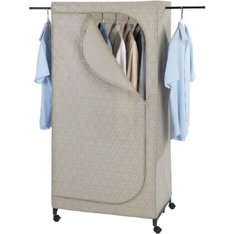 WENKO Armoire Tissu Balance, Penderie En Tissu Avec Roulettes Avec Portant Vêtement Et Fermeture éclair, Polypropylène, 75x160x50 Cm, Taupe 3 WENKO Armoire Tissu Balance, Penderie En Tissu Avec Roulettes Avec Portant Vêtement Et Fermeture éclair, Polypropylène, 75x160x50 Cm, Taupe