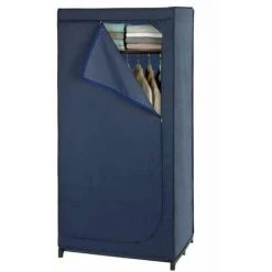 WENKO Armoire En Tissu Business, Penderie Tissu, Avec étagère De Rangement Et Fermeture éclair, Charge 10 Kg, Polyester, 75x160x50 Cm, Bleu