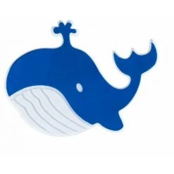 WENKO Autocollant Baignoire Antidérapant Baleine, Lot De 5, Antiderapant Baignoire Enfant, Plastique, 10,2x11,5 Cm, Bleu Foncé