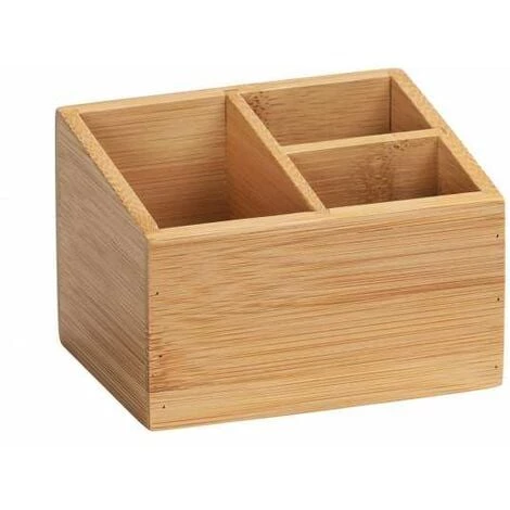 WENKO Rangement Salle De Bain Maquillage Terra, Rangement Maquillage Bois Avec 3 Compartiments, Bambou, 12x8,5x9 Cm, Marron 3 WENKO Rangement Salle De Bain Maquillage Terra, Rangement Maquillage Bois Avec 3 Compartiments, Bambou, 12x8,5x9 Cm, Marron