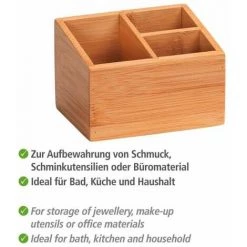 WENKO Rangement Salle De Bain Maquillage Terra, Rangement Maquillage Bois Avec 3 Compartiments, Bambou, 12x8,5x9 Cm, Marron 9 WENKO Rangement Salle De Bain Maquillage Terra, Rangement Maquillage Bois Avec 3 Compartiments, Bambou, 12x8,5x9 Cm, Marron -WENKO Soldes 15892826 3