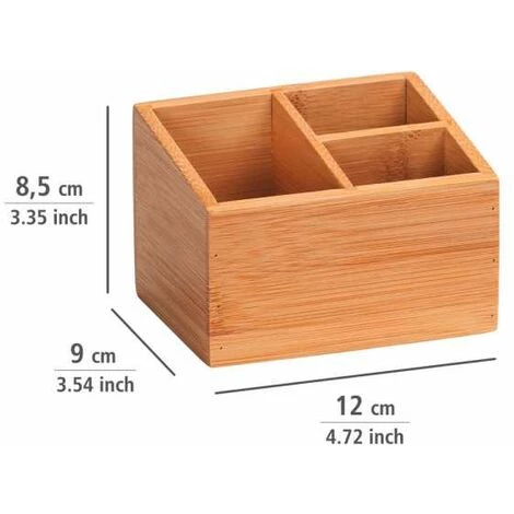 WENKO Rangement Salle De Bain Maquillage Terra, Rangement Maquillage Bois Avec 3 Compartiments, Bambou, 12x8,5x9 Cm, Marron 6 WENKO Rangement Salle De Bain Maquillage Terra, Rangement Maquillage Bois Avec 3 Compartiments, Bambou, 12x8,5x9 Cm, Marron – Image 4