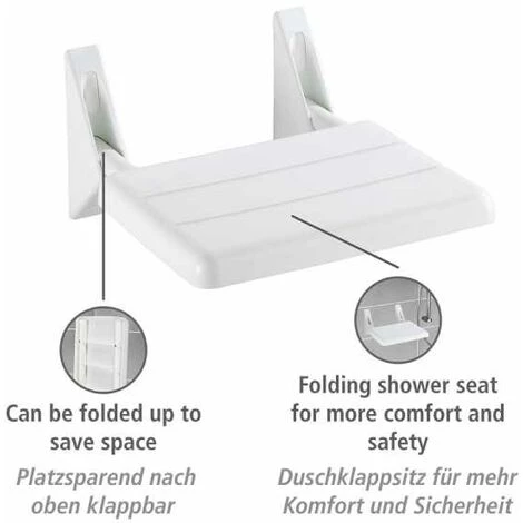 WENKO Siège De Douche Escamotable Secura, Fixation Murale, Charge 120 Kg, 35x19x36 Cm 4 WENKO Siège De Douche Escamotable Secura, Fixation Murale, Charge 120 Kg, 35x19x36 Cm – Image 2