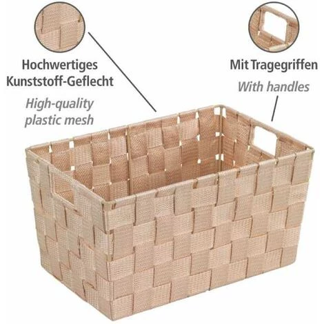 WENKO Panier salle de bain Adria, Rangement Salle De Bain S, Polypropylène, 30x20x15 Cm, beige 4 WENKO Panier salle de bain Adria, Rangement Salle De Bain S, Polypropylène, 30x20x15 Cm, beige – Image 2