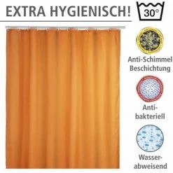 WENKO Rideau De Douche Antimoisissure, Rideau De Douche 180x200 Cm, Lavable En Machine Et Waterproof, 12 Anneaux Rideau De Douche En Plastique Blanc Inclus, 100% Polyester, 180x200 Cm, Orange 9 WENKO Rideau De Douche Antimoisissure, Rideau De Douche 180x200 Cm, Lavable En Machine Et Waterproof, 12 Anneaux Rideau De Douche En Plastique Blanc Inclus, 100% Polyester, 180x200 Cm, Orange -WENKO Soldes 16526131 3