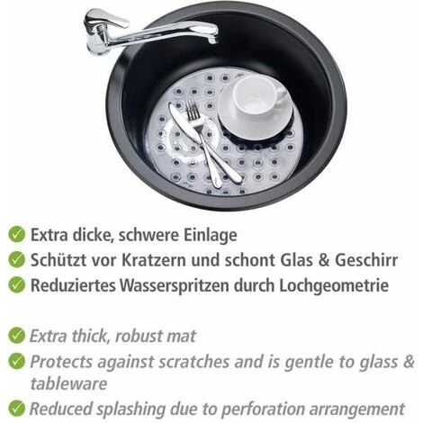 WENKO Fond D'évier Kristall, Tapis D'évier De Protection Contre Les Rayures, Protection Vaisselle, Plastique, ø31 Cm, Transparent 4 WENKO Fond D'évier Kristall, Tapis D'évier De Protection Contre Les Rayures, Protection Vaisselle, Plastique, ø31 Cm, Transparent – Image 2