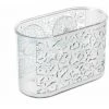 WENKO Panier De Douche Murale Ventouse, Rangement Salle De Bain Mural Fleurs, Plastique, 19x12x10 Cm, Transparent
