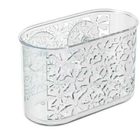 WENKO Panier De Douche Murale Ventouse, Rangement Salle De Bain Mural Fleurs, Plastique, 19x12x10 Cm, Transparent 3 WENKO Panier De Douche Murale Ventouse, Rangement Salle De Bain Mural Fleurs, Plastique, 19x12x10 Cm, Transparent