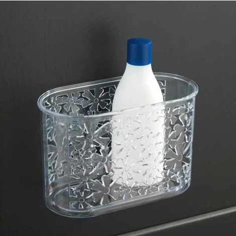 WENKO Panier De Douche Murale Ventouse, Rangement Salle De Bain Mural Fleurs, Plastique, 19x12x10 Cm, Transparent 4 WENKO Panier De Douche Murale Ventouse, Rangement Salle De Bain Mural Fleurs, Plastique, 19x12x10 Cm, Transparent – Image 2