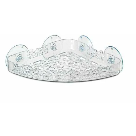WENKO Panier De Douche Angle Murale Ventouse, Rangement Salle De Bain Mural Fleurs, Plastique, 25,5x6x19 Cm, Transparent 3 WENKO Panier De Douche Angle Murale Ventouse, Rangement Salle De Bain Mural Fleurs, Plastique, 25,5x6x19 Cm, Transparent