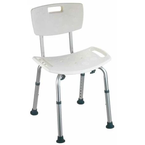 WENKO Tabouret De Douche Secura, Chaise De Douche Avec Pieds Antidérapants En Caoutchouc, Hauteur Ajustable, Charge Jusqu'à 130 Kg, Plastique-aluminium, 49x68,5-85,5x54 Cm, Chromé-blanc 3 WENKO Tabouret De Douche Secura, Chaise De Douche Avec Pieds Antidérapants En Caoutchouc, Hauteur Ajustable, Charge Jusqu'à 130 Kg, Plastique-aluminium, 49x68,5-85,5x54 Cm, Chromé-blanc