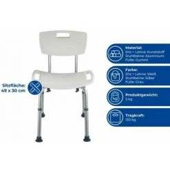 WENKO Tabouret De Douche Secura, Chaise De Douche Avec Pieds Antidérapants En Caoutchouc, Hauteur Ajustable, Charge Jusqu'à 130 Kg, Plastique-aluminium, 49x68,5-85,5x54 Cm, Chromé-blanc 10 WENKO Tabouret De Douche Secura, Chaise De Douche Avec Pieds Antidérapants En Caoutchouc, Hauteur Ajustable, Charge Jusqu'à 130 Kg, Plastique-aluminium, 49x68,5-85,5x54 Cm, Chromé-blanc -WENKO Soldes 16526178 4
