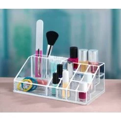 WENKO Organiseur Maquillage, Rangement Maquillage 16 Compartiments Pour Bijoux, Maquillage..., Acrylique, 22,5x8x12,5 Cm, Transparent -WENKO Soldes 16526181 4