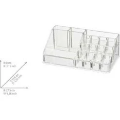 WENKO Organiseur Maquillage, Rangement Maquillage 16 Compartiments Pour Bijoux, Maquillage..., Acrylique, 22,5x8x12,5 Cm, Transparent -WENKO Soldes 16526181 5