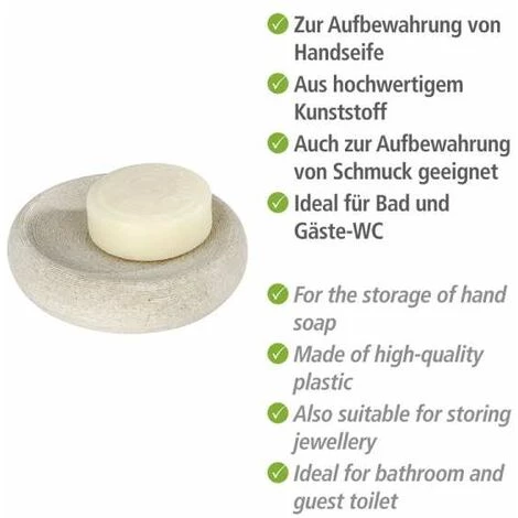 WENKO Porte Savon Goa, Porte Savon Rond, Polyrésine De Haute Qualité, Ø12,8x3,1 Cm, Beige 4 WENKO Porte Savon Goa, Porte Savon Rond, Polyrésine De Haute Qualité, Ø12,8x3,1 Cm, Beige – Image 2