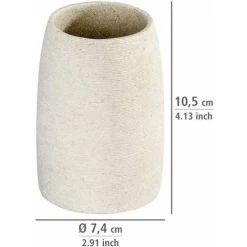 WENKO Gobelet Salle De Bain, Porte Brosse à Dent, Goa, Polyrésine, Ø 7,4x10,5 Cm, Beige -WENKO Soldes 16526214 3
