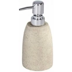 WENKO Distributeur Savon Liquide Goa, Capacité 210 Ml, Polyrésine, Ø 7,4x10,5 Cm, Beige