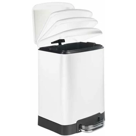 WENKO Poubelle Salle De Bain à Pédale 6L, Studio, Fermeture Frein De Chute Easy-Close, Acier Inox, 23x32x22,5 Cm, Blanc Mat 4 WENKO Poubelle Salle De Bain à Pédale 6L, Studio, Fermeture Frein De Chute Easy-Close, Acier Inox, 23x32x22,5 Cm, Blanc Mat – Image 2