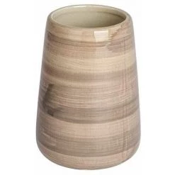 WENKO Gobelet Brosse à Dent, Porte Brosse à Dent Pottery, Céramique Peinte à La Main, Ø 8x11 Cm, Sable