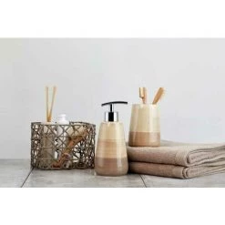 WENKO Gobelet Brosse à Dent, Porte Brosse à Dent Pottery, Céramique Peinte à La Main, Ø 8x11 Cm, Sable -WENKO Soldes 16526247 3