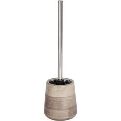 WENKO Porte Brosse WC Pottery, Brosse WC Noire, Céramique Peinte à La Main, Ø 12,5x39,5 Cm, Sable