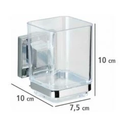WENKO Porte Brosse à Dent Mural Quadro, Gobelet Salle De Bain Vacuum-Loc® Fixation Sans Perçage, Repositionnable & Amovible Sans Résidus, Acier Inox - Plastique, 7,5x10x10 Cm Transparent - Brillant 11 WENKO Porte Brosse à Dent Mural Quadro, Gobelet Salle De Bain Vacuum-Loc® Fixation Sans Perçage, Repositionnable & Amovible Sans Résidus, Acier Inox - Plastique, 7,5x10x10 Cm Transparent - Brillant -WENKO Soldes 16526273 5