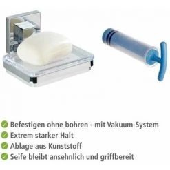 WENKO Porte Savon Mural Quadro, Vacuum-Loc® Fixation Sans Perçage, Support Pour Savon Solide Repositionnable & Amovible Sans Résidus, Acier Inox - Plastique, 12x6,5x12 Cm, Transparent - Brillant 10 WENKO Porte Savon Mural Quadro, Vacuum-Loc® Fixation Sans Perçage, Support Pour Savon Solide Repositionnable & Amovible Sans Résidus, Acier Inox - Plastique, 12x6,5x12 Cm, Transparent - Brillant -WENKO Soldes 16526276 4