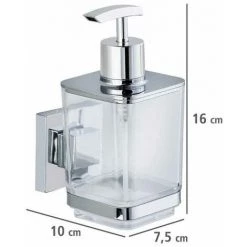 WENKO Distributeur Savon Liquide Mural Quadro, Vacuum-Loc® Fixation Sans Perçage, Capacité 330 Ml, Repositionnable & Amovible Sans Résidus, Plastique - Acier Inox, 7,5x16x10 Cm, Transparent - Brillant 11 WENKO Distributeur Savon Liquide Mural Quadro, Vacuum-Loc® Fixation Sans Perçage, Capacité 330 Ml, Repositionnable & Amovible Sans Résidus, Plastique - Acier Inox, 7,5x16x10 Cm, Transparent - Brillant -WENKO Soldes 16526279 5