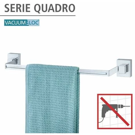 WENKO Porte Serviette Salle De Bain Mural Uno Quadro, Barre Porte-serviettes Vacuum-Loc® Fixation Sans Perçage, Repositionnable & Amovible Sans Résidus, Acier Inox, 60,5x6x7 Cm, Brillant 4 WENKO Porte Serviette Salle De Bain Mural Uno Quadro, Barre Porte-serviettes Vacuum-Loc® Fixation Sans Perçage, Repositionnable & Amovible Sans Résidus, Acier Inox, 60,5x6x7 Cm, Brillant – Image 2