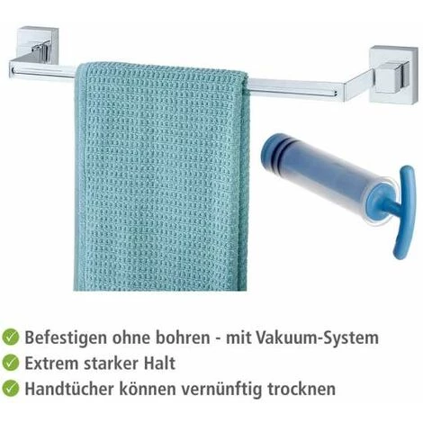 WENKO Porte Serviette Salle De Bain Mural Uno Quadro, Barre Porte-serviettes Vacuum-Loc® Fixation Sans Perçage, Repositionnable & Amovible Sans Résidus, Acier Inox, 60,5x6x7 Cm, Brillant 6 WENKO Porte Serviette Salle De Bain Mural Uno Quadro, Barre Porte-serviettes Vacuum-Loc® Fixation Sans Perçage, Repositionnable & Amovible Sans Résidus, Acier Inox, 60,5x6x7 Cm, Brillant – Image 4
