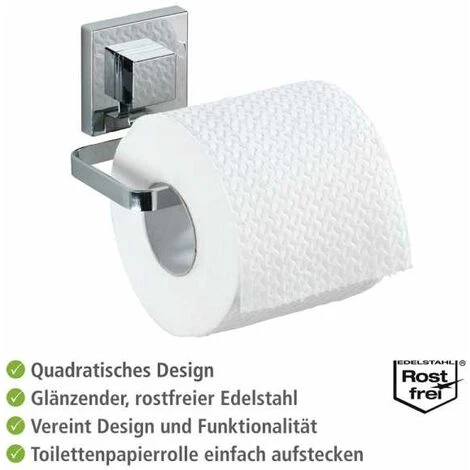 WENKO Porte Papier Toilette Mural Quadro, Support Papier Toilette Vacuum-Loc® Fixation Sans Perçage, Repositionnable & Amovible Sans Résidus, Acier Inox, 14x6x11 Cm, Brillant 5 WENKO Porte Papier Toilette Mural Quadro, Support Papier Toilette Vacuum-Loc® Fixation Sans Perçage, Repositionnable & Amovible Sans Résidus, Acier Inox, 14x6x11 Cm, Brillant – Image 3