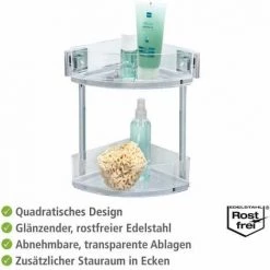 WENKO Etagère D'angle Douche Quadro, étagère Angle Salle De Bain 2 Niveaux, Fixation Sans Perçage Vacuum-Loc®, Repositionnable, Acier Inox - Plastique, 28x32,5x19,5 Cm, Brillant - Transparent 9 WENKO Etagère D'angle Douche Quadro, étagère Angle Salle De Bain 2 Niveaux, Fixation Sans Perçage Vacuum-Loc®, Repositionnable, Acier Inox - Plastique, 28x32,5x19,5 Cm, Brillant - Transparent -WENKO Soldes 16526295 3