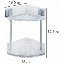 WENKO Etagère D'angle Douche Quadro, étagère Angle Salle De Bain 2 Niveaux, Fixation Sans Perçage Vacuum-Loc®, Repositionnable, Acier Inox - Plastique, 28x32,5x19,5 Cm, Brillant - Transparent 11 WENKO Etagère D'angle Douche Quadro, étagère Angle Salle De Bain 2 Niveaux, Fixation Sans Perçage Vacuum-Loc®, Repositionnable, Acier Inox - Plastique, 28x32,5x19,5 Cm, Brillant - Transparent -WENKO Soldes 16526295 5