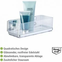 WENKO Etagère Murale Salle De Bain Quadro, Panier De Douche Fixation Sans Perçage Vacuum-Loc®, Repositionnable & Amovible Sans Résidus, Acier Inox - Plastique, 22,5x8,5x14 Cm, Brillant - Transparent 9 WENKO Etagère Murale Salle De Bain Quadro, Panier De Douche Fixation Sans Perçage Vacuum-Loc®, Repositionnable & Amovible Sans Résidus, Acier Inox - Plastique, 22,5x8,5x14 Cm, Brillant - Transparent -WENKO Soldes 16526301 3