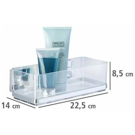 WENKO Etagère Murale Salle De Bain Quadro, Panier De Douche Fixation Sans Perçage Vacuum-Loc®, Repositionnable & Amovible Sans Résidus, Acier Inox - Plastique, 22,5x8,5x14 Cm, Brillant - Transparent 7 WENKO Etagère Murale Salle De Bain Quadro, Panier De Douche Fixation Sans Perçage Vacuum-Loc®, Repositionnable & Amovible Sans Résidus, Acier Inox - Plastique, 22,5x8,5x14 Cm, Brillant - Transparent – Image 5