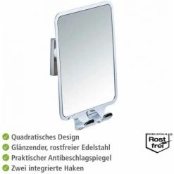 WENKO Miroir Anti Buée Quadro, Miroir Cosmétique Vacuum-Loc® Fixation Sans Perçage, Repositionnable & Amovible Sans Résidus, Plastique, 8x14x19.5 Cm, Brillant 9 WENKO Miroir Anti Buée Quadro, Miroir Cosmétique Vacuum-Loc® Fixation Sans Perçage, Repositionnable & Amovible Sans Résidus, Plastique, 8x14x19.5 Cm, Brillant -WENKO Soldes 16526303 3