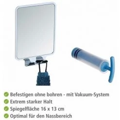 WENKO Miroir Anti Buée Quadro, Miroir Cosmétique Vacuum-Loc® Fixation Sans Perçage, Repositionnable & Amovible Sans Résidus, Plastique, 8x14x19.5 Cm, Brillant 10 WENKO Miroir Anti Buée Quadro, Miroir Cosmétique Vacuum-Loc® Fixation Sans Perçage, Repositionnable & Amovible Sans Résidus, Plastique, 8x14x19.5 Cm, Brillant -WENKO Soldes 16526303 4