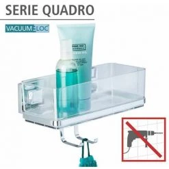 WENKO Etagère Murale Salle De Bain Quadro, Panier De Douche Avec Crochet, Fixation Sans Perçage Vacuum-Loc®, Repositionnable Sans Résidus, Acier Inox-plastique, 22,5x8,5x14 Cm, Brillant-transparent 8 WENKO Etagère Murale Salle De Bain Quadro, Panier De Douche Avec Crochet, Fixation Sans Perçage Vacuum-Loc®, Repositionnable Sans Résidus, Acier Inox-plastique, 22,5x8,5x14 Cm, Brillant-transparent -WENKO Soldes 16526304 2