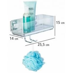 WENKO Etagère Murale Salle De Bain Quadro, Panier De Douche Avec Crochet, Fixation Sans Perçage Vacuum-Loc®, Repositionnable Sans Résidus, Acier Inox-plastique, 22,5x8,5x14 Cm, Brillant-transparent 11 WENKO Etagère Murale Salle De Bain Quadro, Panier De Douche Avec Crochet, Fixation Sans Perçage Vacuum-Loc®, Repositionnable Sans Résidus, Acier Inox-plastique, 22,5x8,5x14 Cm, Brillant-transparent -WENKO Soldes 16526304 5