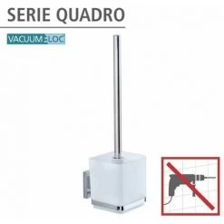 WENKO Brosse WC Suspendue Quadro, Brosse WC Murale Vacuum-Loc® Fixation Sans Perçage Repositionnable & Amovible Sans Résidus, Acier Inox - Plastique, 9,5x37x12,5 Cm, Brillant - Transparent 8 WENKO Brosse WC Suspendue Quadro, Brosse WC Murale Vacuum-Loc® Fixation Sans Perçage Repositionnable & Amovible Sans Résidus, Acier Inox - Plastique, 9,5x37x12,5 Cm, Brillant - Transparent -WENKO Soldes 16526308 2