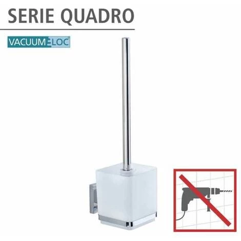 WENKO Brosse WC Suspendue Quadro, Brosse WC Murale Vacuum-Loc® Fixation Sans Perçage Repositionnable & Amovible Sans Résidus, Acier Inox - Plastique, 9,5x37x12,5 Cm, Brillant - Transparent 4 WENKO Brosse WC Suspendue Quadro, Brosse WC Murale Vacuum-Loc® Fixation Sans Perçage Repositionnable & Amovible Sans Résidus, Acier Inox - Plastique, 9,5x37x12,5 Cm, Brillant - Transparent – Image 2