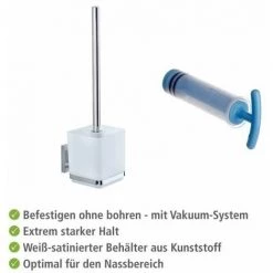 WENKO Brosse WC Suspendue Quadro, Brosse WC Murale Vacuum-Loc® Fixation Sans Perçage Repositionnable & Amovible Sans Résidus, Acier Inox - Plastique, 9,5x37x12,5 Cm, Brillant - Transparent 10 WENKO Brosse WC Suspendue Quadro, Brosse WC Murale Vacuum-Loc® Fixation Sans Perçage Repositionnable & Amovible Sans Résidus, Acier Inox - Plastique, 9,5x37x12,5 Cm, Brillant - Transparent -WENKO Soldes 16526308 4