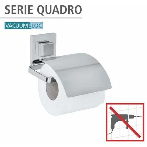WENKO Support Papier Toilette Mural Quadro, Porte Papier Toilette Avec Couvercle, Vacuum-Loc® Fixation Sans Perçage Repositionnable & Amovible Sans Résidus, Acier Inox, 13x11,5x14 Cm, Brillant 4 WENKO Support Papier Toilette Mural Quadro, Porte Papier Toilette Avec Couvercle, Vacuum-Loc® Fixation Sans Perçage Repositionnable & Amovible Sans Résidus, Acier Inox, 13x11,5x14 Cm, Brillant – Image 2