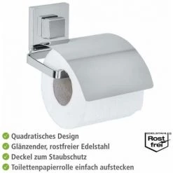 WENKO Support Papier Toilette Mural Quadro, Porte Papier Toilette Avec Couvercle, Vacuum-Loc® Fixation Sans Perçage Repositionnable & Amovible Sans Résidus, Acier Inox, 13x11,5x14 Cm, Brillant 9 WENKO Support Papier Toilette Mural Quadro, Porte Papier Toilette Avec Couvercle, Vacuum-Loc® Fixation Sans Perçage Repositionnable & Amovible Sans Résidus, Acier Inox, 13x11,5x14 Cm, Brillant -WENKO Soldes 16526313 3
